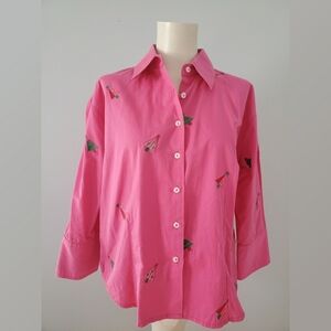 Casey Coleman Hot Pink Christmas Shirt Size Small